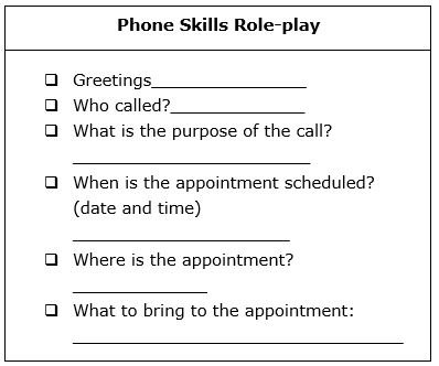 Phone skills role-play template